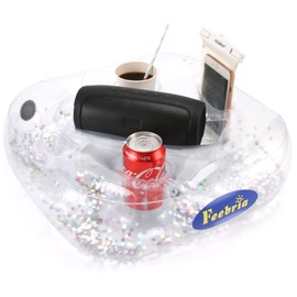 FEEBRIA Upgraded Pool Drink Holder Drink Float for Hot Tub,Beach and Party Decor (Giltter)