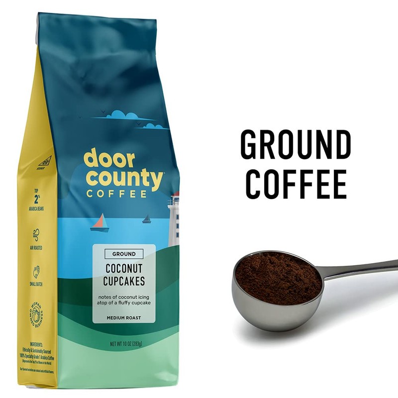 Door County Coffee Coconut Cupcakes Flavored Ground - 10 oz
