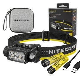 Nitecore HC65 UHE Ultra High Triple Output Metal Headlamp - 2,000 Lumens w/Storage case, Extra NL1836HP Battery, and Eco Sensa USB C Cable Included
