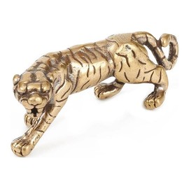 YuanHolumid Gold Antique Copper Tiger King Figurines Home Decor Accessories Vintage Brass Animal Ornaments Desk Decorations Collectible Figurines