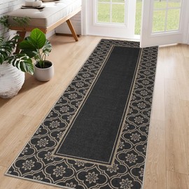 Moroccan Floral Easy Jute Runner Rug,2x6 Kitchen Runner Rugs for Hallway Non Slip Washable Moroccan Floral Indoor Outdoor Carpet for Laundry Room Bedroom Entry 6ft