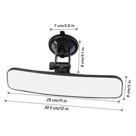 12" Large Convex Rear View Mirror, Suction Cup Anti-Glare Rearview Mirror White with Panoramic Wide Angle Mounted on Windshield for RV Marine Auto Boat Truck SUV Van