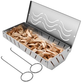 YTACREA Gas BBQ Smoker Box for Grill, 6 sided Oxygen Intake large Capacity Smoker Box，Stainless Stell Grill BBQ Smoke Box with 2 Hooks, BBQ Meat Smoker Accessories Add Smokey Flavor
