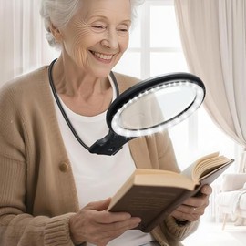 Lupa con Luz Led, 5X 10x Lupa para Leer, Lupas Manos Libres de 30 Luces Led - 3 Modos, Lupas de Manos para Trabajos Manuales Delicados, Lectura, Borda