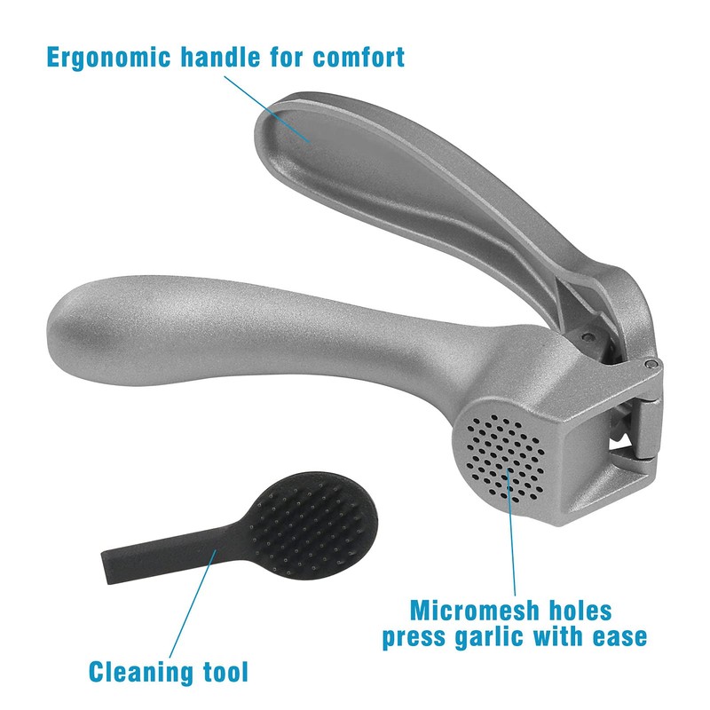 Garlic Press, Garlic Mincer Easy-squeeze Ergonomic Handle, Rust Proof, No
