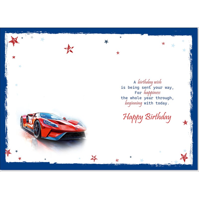 doodlecards Son Birthday Card Ford GT40 Supercar Medium Size with