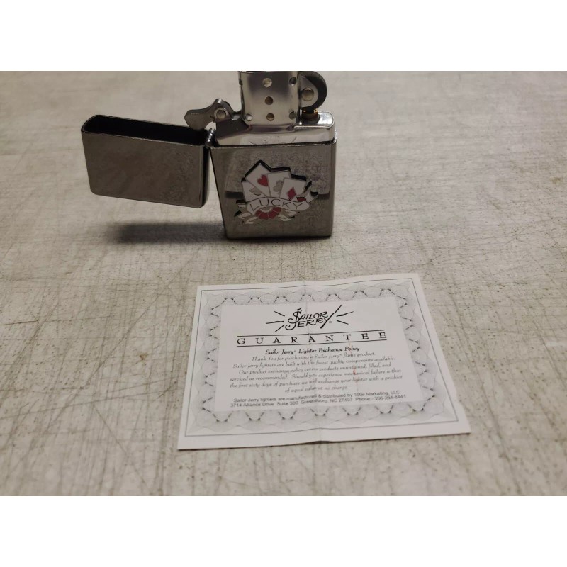 SAILOR JERRY RUM LIGHTER Tattoo Designs Poker Cards LUCKY Limited