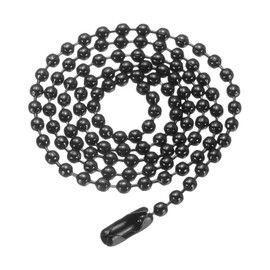 HARFINGTON Iron Ball Chain 2.4mm 15.7" Length Round Bead Necklace Dog Tag Pull Chains with Connectors Clasps for Men Women Jewelry Making Bracelets Keychain, Black