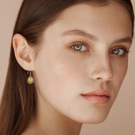 Silver Filigree/Music/Sunflower Earrings for Women 925 Sterling Silver Teardrop Dangle Drop Earrings Bohemia Jewelry Gifts for Women Mother Mom, Sterling Silver Amber, No Gemstone