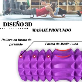 Fascia Roller with 3D Texture Massage, Foam Roller, Massage Roller for Legs, Back, Arms, 30 x 8 cm, Fascia Roller Spine for Releasing Muscle Tension, Foam Roller for Therapy, Fitness, Purple