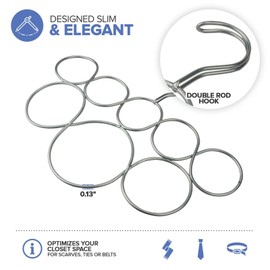 Exultimate Scarf Hanger Organizer 8 Holder for Closet Space Saving Organization Storage