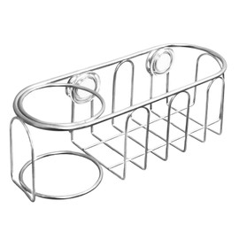 WSOQYEO Sink Sponge Holder, Magnetic Kitchen Sink Caddy Holder, 304 Stainless Steel Sink Brush Holder+Sponge Holder, Two Suspension Modes, Sink Drain Frame- Silver (Magnet + traceless suction cup)