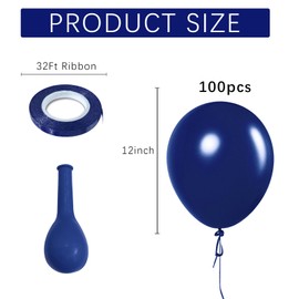 Navy Blue Balloons Latex Party Dark Blue 100 Pack 12 inch Round Navy Balloons for Wedding Graduation Birthday Party Backdrop Decorations