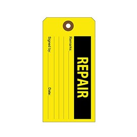 Production Quality Control Tags - Best Equipment Status Hang-Tag - Pack of 100 (Repair)