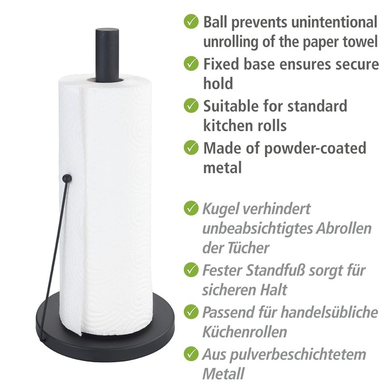 WENKO Clayton Kitchen Roll Holder, Black Outdoor Kitchen Roll Holder