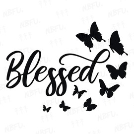NBFU Blessed Butterflies Christian 2 (Black) (Set Of 2) Premium Waterproof Vinyl Decal Stickers For Laptop Phone Helmet Car Window Bumper Mug Tuber Cup Door Wall Decoration