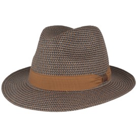 Straw Hat, Bogart Hat, Summer Hat, Sun Hat, Made of 100% Paper, Crushable with Attachment, Particularly Light, Flexible, Skin-Friendly, Comfortable, Blue-Beige, Mottled, L, Blue-Beige Mottled
