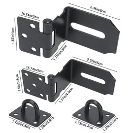 Zythrem 2Pcs Right Angle Padlock Hasp 90 Degree Door Padlock Hasp Stainless Steel Padlock Hasp and Staple Shed Lock Hasp Security Door Clasp Gate Lock Latch for Doors Window Cabinet Pet Cage Black