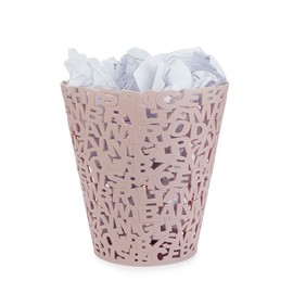 balvi Waste Paper Bin Letters Colour Pink with Original Design Plastic