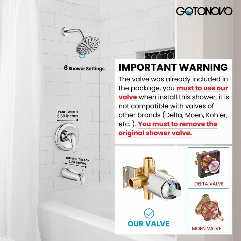 gotonovo Tub Shower Faucet Set Shower Head and Handle Set
