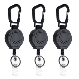 3Pcs Retractable Keychain, Heavy Duty Carabiner Badge Holder, Tactical ID Badge Holder, Upgraded Carabiner Lanyard with 60cm Steel Wire Rope for Climbers