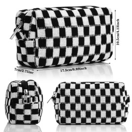 Cosmetic Bag Small Make Up Organiser Chessboard Make Up Bag Travel Essentials Pencil Case Pencil Case, pink, Travel Accessories- Cosmetic Bag