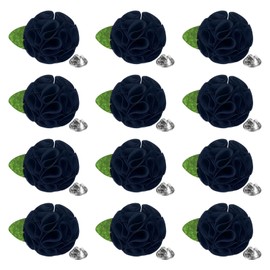 M METERXITY 12-Pack Lapel Pin for Men, 2.56" Handmade Flower Brooch Button Pins for Men Suits, Formal Boutonnieres for Gentleman/Wedding/Groom/Tuxedo/Corsage/Accessories [Navy]