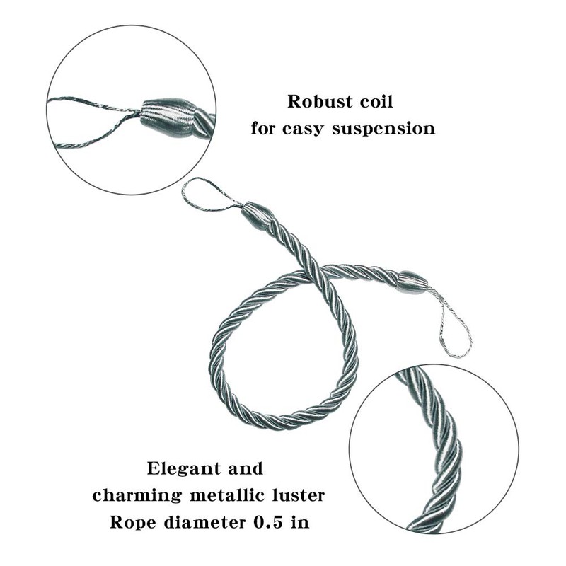 BEL AVENIR Curtain Rope Tiebacks, Drapery Rope Holdbacks with 4