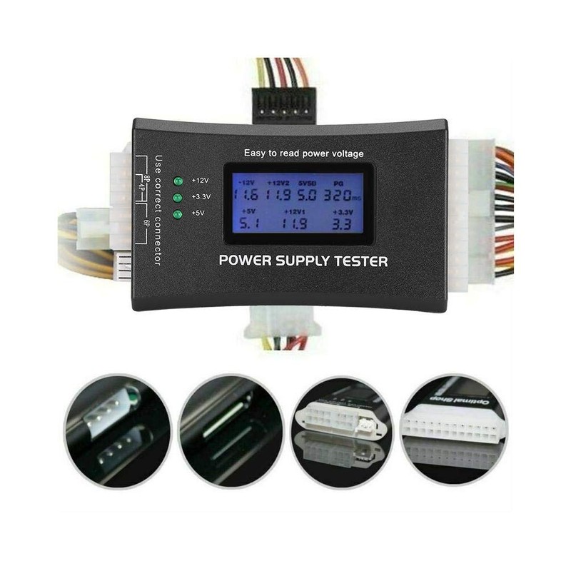 20/24 4/6/8 Pin Computer PC Power Supply Tester with LCD