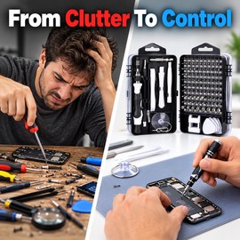 Precision Screwdriver Set for Home Electronics Repairs - Interchangeable Bits and Organized Storage Case