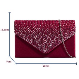 fi9® LADIES DIAMANTE BLING PARTY PROM BRIDAL EVENING CLUTCH HAND BAG PURSE HANDBAG (Burgundy / Maroon)