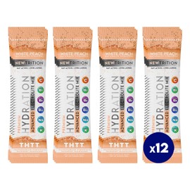 NewTrition Hydration Powder, Electrolyte Powder Packets, Naturally Flavored Hydrating Packets for Water, Fast Acting Hydrate Electrolytes with Vitamins C & D, White Peach, 12 Servings