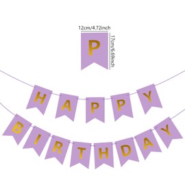Purple Happy Birthday Banner, Birthday Bunting with Gold Letters for Party Decorations, Swallowtail Happy Birthday Banners for Gilrs Baby Shower Photo Backdrop Supplies A9SRLQ (Purple)