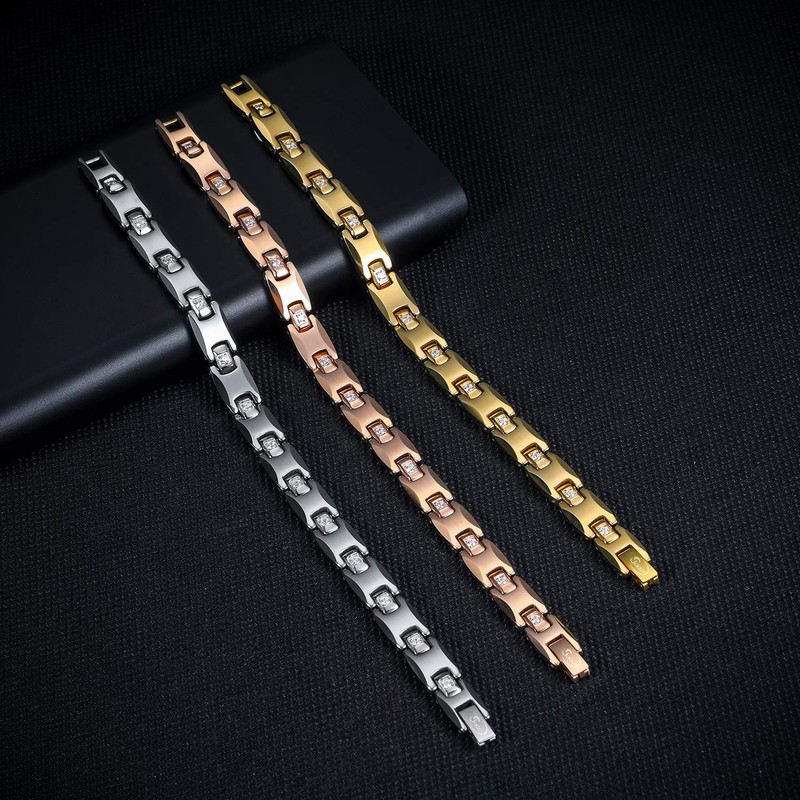 Germanium Bracelet, Magnetic Bracelet, Women's Pure Titanium (99.5%), Lightweight, Hypoallergenic,