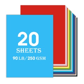 20Sheets 11 x 14 Colored Cardstock Paper, Thick Card stock for Cricut, Large Construction Paper for Card Making, Scrapbooking, Craft 80 lb / 230 gsm