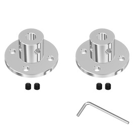 FOCMKEAS 2Pcs 4mm(0.16 in) Id 10mm(0.39 in) Od Silver Flange Shaft Rigid Coupling Motors Guide Support Coupler, High Strength Connector Mount for DIY RC Model Motors Coupler with Set Screws & Wrench
