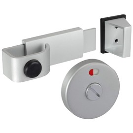 Satin Anodised Aluminium Cubicle Door Lock with Buffer and Release Slide Bolt Keep for Toilet Cubicles