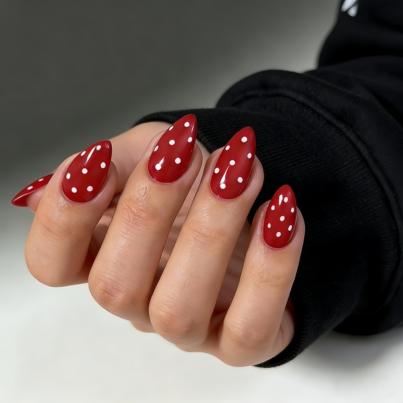 SXVME Uñas postizas acrílicas gruesas de color almendra, 30 uñas