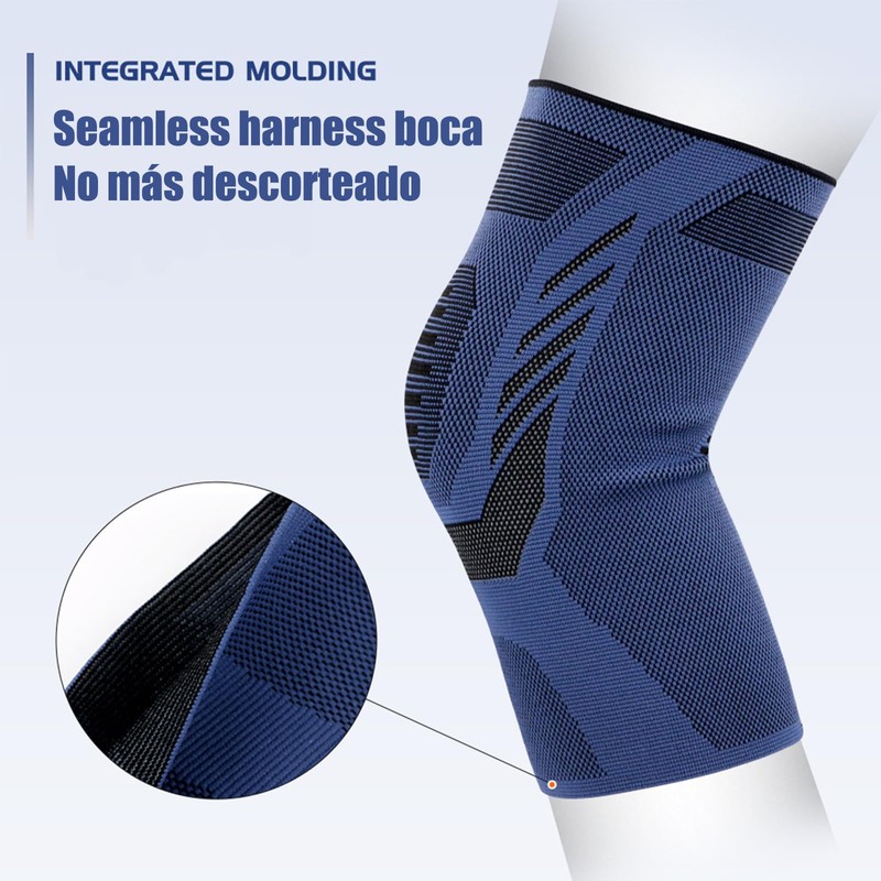Rodilleras Deportivas Elásticas Ajustables, Protección Antideslizante para Rodillas, Azul (Medium)