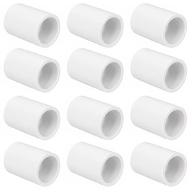12 Pack 1/2" PVC Pipe Coupling Adapter Pipe Fitting Connector (Socket x Socket), Furniture Build Grade SCH40 1/2 Inch PVC Pipe Slip Socket Connectors for Home or Industrial Use, White