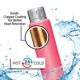 MILTON Thermos Insulated Water Bottle 25 oz (750 ml) Stainless Steel Double walled vacuum flask for 24 Hours Hot and Cold Drinks, Leak Proof for Travel, Office, Gym, Elfin 750 Pink