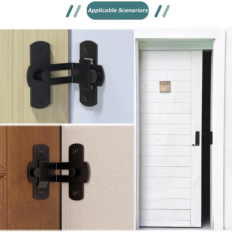 WAYDA Barn Door Lock, 90 Degree Right Stainless Steel Angle
