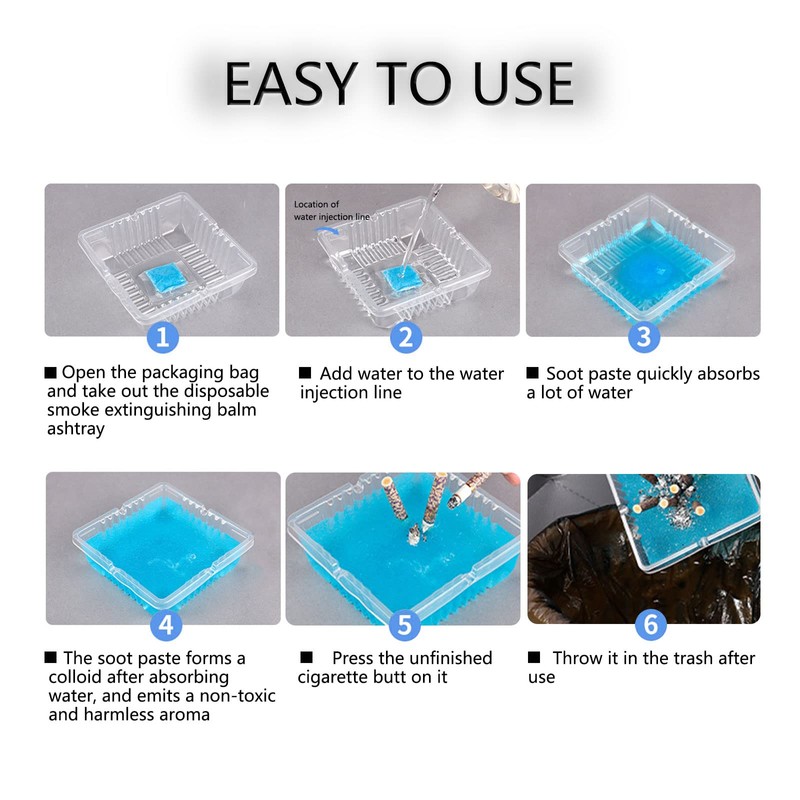 Disposable Ashtrays with Ash Absorbing Balm, 30Pcs Disposable AshTray with