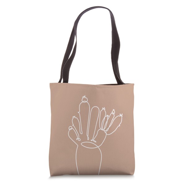 Minimalist Beige Cactus Line Art Tote Bag