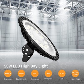UFO LED High Bay Lights 50W 10 Packs,Super Bright 5000LM High Bay LED Shop Lights,6500K Daylight High Bay LED Lights,Waterproof High Bay Lighting,LED High Bay Light for Factory Warehouse Workshop