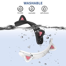 MOWYEOK Stirnbandabdeckung kompatibel mit AirPods Max, süßes Katzenohren Design weicher Silikon Kopfhörer Stirnbandschutz, für Top Pad Schutzhülle für AirPods Max（Weiß+Rosa）