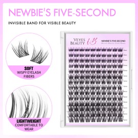 VEYESBEAUTY LuxeBold Eyelash Extensions, 5-Second Eyelash Clusters, Lashes, Fake Lashes, Eyelash Extensions, False Eyelashes (8-16 mm)