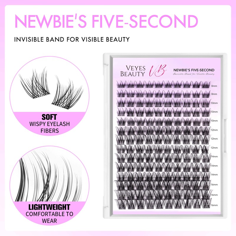 VEYESBEAUTY LuxeBold Eyelash Extensions, 5-Second Eyelash Clusters, Lashes, Fake Lashes,