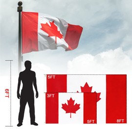 FLAGBURG Canada Flag 5x8 FT, Large Canadian Flags Durable Embroidered Maple Leaf with Vivid Color, Triple Stitching, Canvas Header and Brass Grommets for All-Weather Outdoor Display
