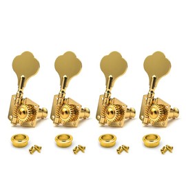 MAXCHEER Guitar Bass Tuners Bass Guitar Tuning Keys,Ratio Headstock Sealed Machine Head Replacement for Electric Jazz Bass or Precision Instruments (Gold, 1:24 (4R))